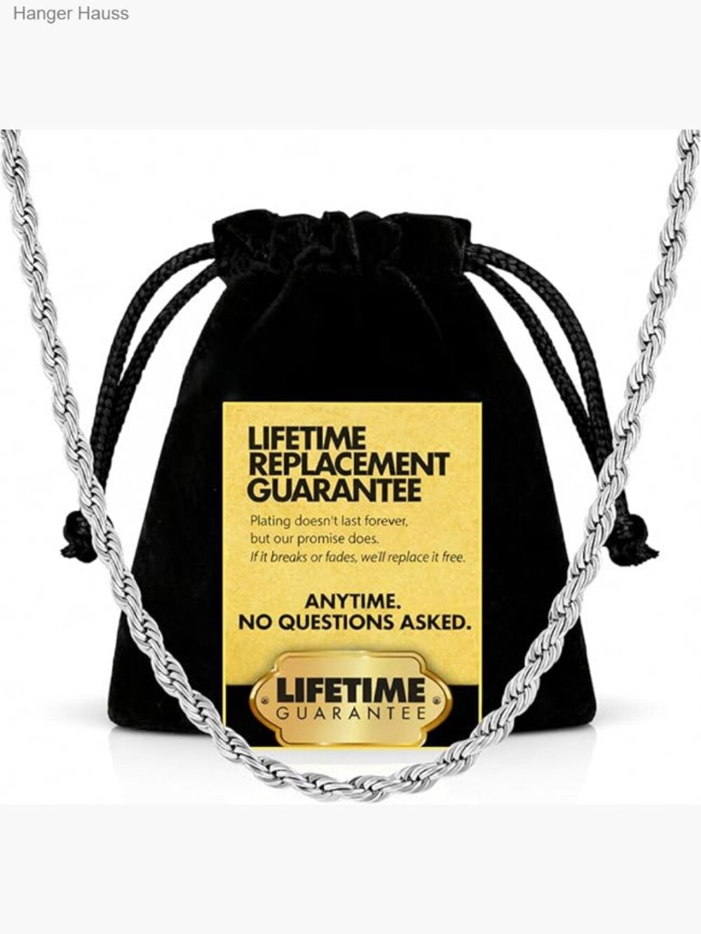 3mm 24k Gold Plated Rope Chain Necklace Men Women Heavy Duty 26 Inch